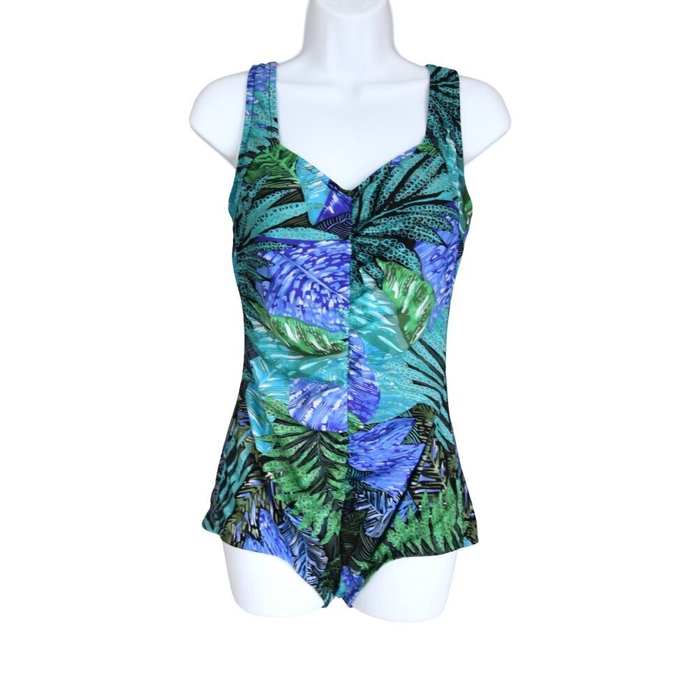Maxine of Hollywood Tropical One Piece Swimsuit Size Unknown Nylon Spandex Sz 14